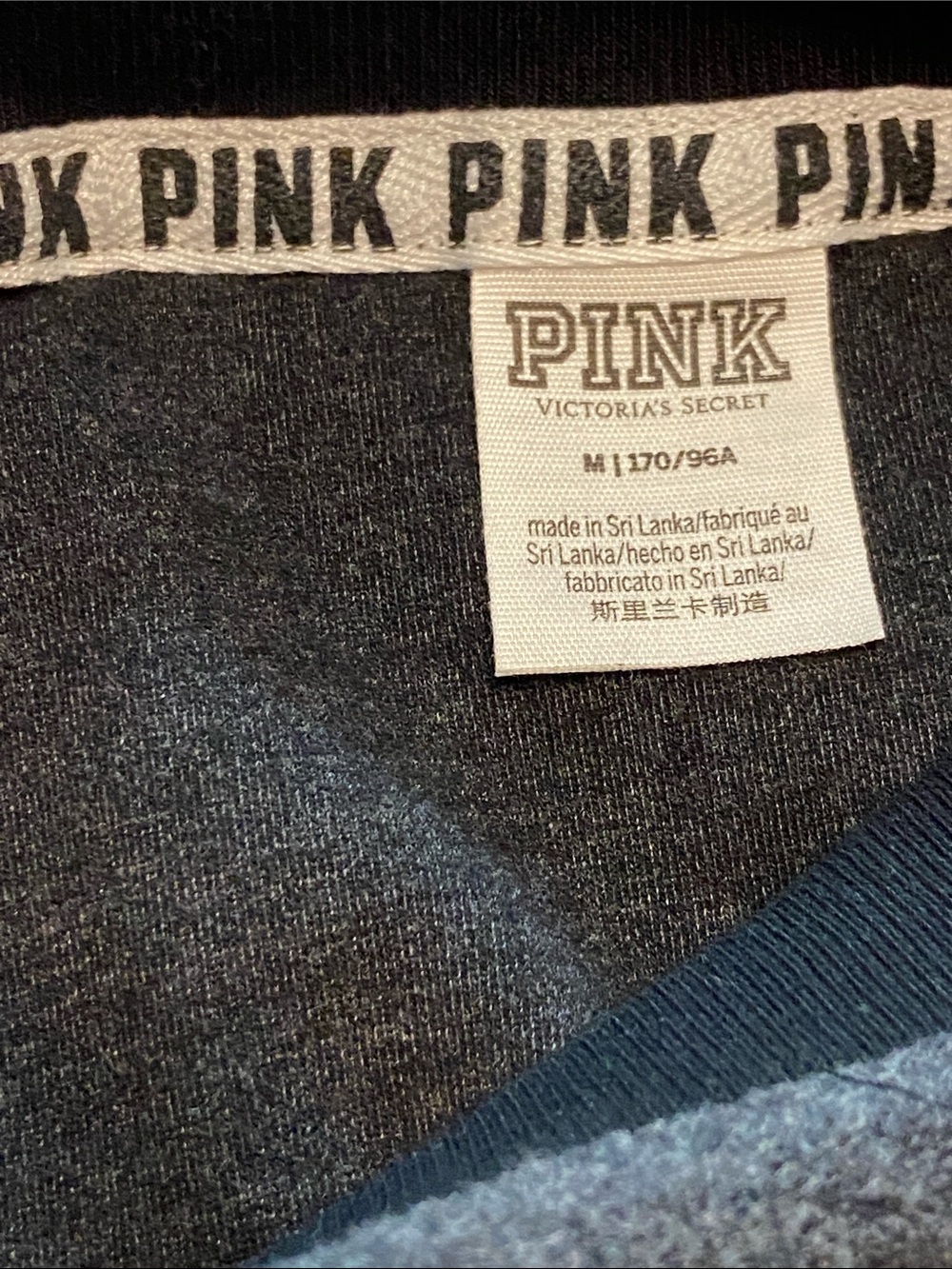 3/$12 PINK Victoria's Secret Flannel Sweatshirt Black Gray Medium Long Sleeve - Picture 7 of 14